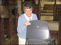 Ros Melvin preparing the church