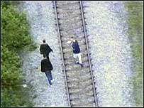 Children on railway tracks