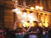 Christmas Reindeer and Lantern parade in Birmingham