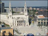 Millennium Square looking towards the Civic Hall