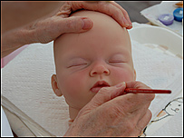 Kath Cryer works on shading a laytex head