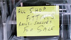 For sale sign in shop window