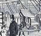 Illustration showing the cotton machine that was exhibited at the Great Exhibition, 1851