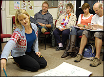 Director Kath Burlinson with some of the cast