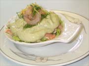 smoked fish with avocado sauce