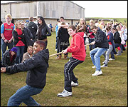 Tug of war at Filey School