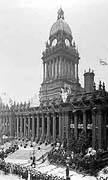 Leeds Town Hall decorated for royal visit in 1908