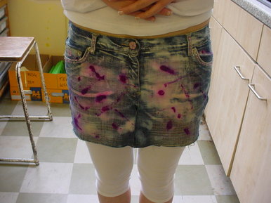 Recycled denim skirt.