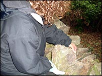 BBC Leicester's Rupal Rajani helping to build a dry stone wall