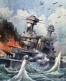 Illustration showing the attack on Pearl Harbor