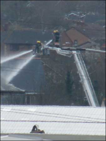 Damping down the Warndon Fire