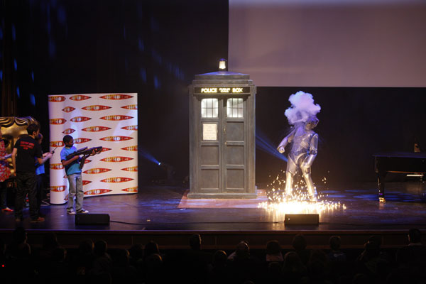 A Cyberman, under fire!