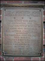 Plaque in Gheluvelt Park in Worcester