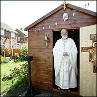 James O'Grady outside his shed - © Birmingham Post