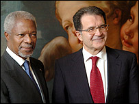 Kofi Annan ve AB Komisyonu Başkanı Romano Prodi