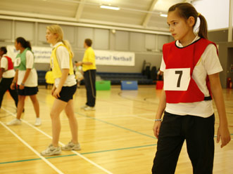 Shannon taking part in the SportsHall Challenge