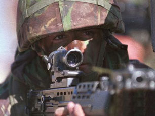Soldier in combat gear Soldier in combat gear