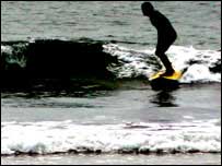 Surfing in St. Ouen