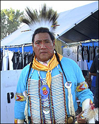 At the powwow: in full regalia