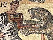 Gladiator and Leopard from Roman mosaic