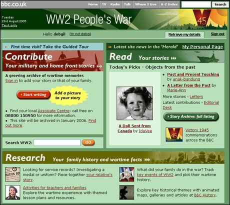 The site's homepage in the months before archiving