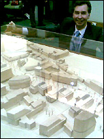 Cllr Dexter Smith with model of Heart Of Slough