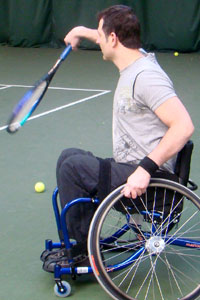 Tim has now discovered wheelchair tennis