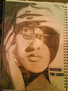 Woman with light shining on her face