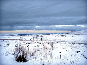 Eira ar Fynydd Hiraethog