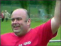 Man finishing race