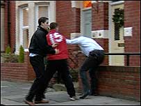 BBC TV team being attacked