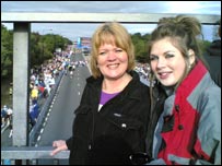 Kim and Abbie at the start of Great North Run 2007