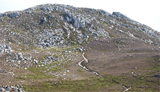The track leading up the hillfort