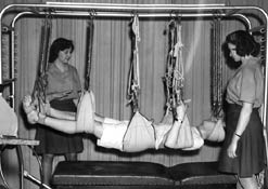 A demonstration of a physiotherapy technique, 1949