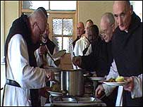 Monks eating