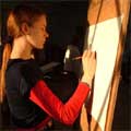 Bobbie at work in the art studio