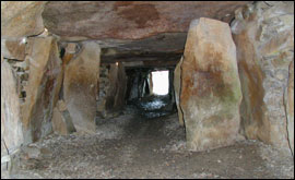 Inside the passage grave at La Hougue Bie