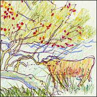 Cow and apple tree at Corpoyer Les Moines, France