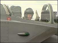 Robbie Stewart in plane