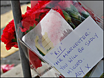 Message on flowers to Anthony Wilson