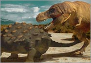 Tarbosaurus bataar attacks Ankylosaur
