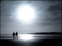 The moon shining on Scarborough beach
