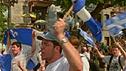 Waving the Quebec flag