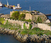 Aerial picture of castle on Guernsey