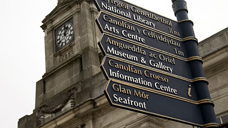 Signpost in Aberystwyth