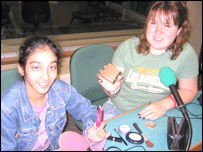 Grace and Aisha tip out their make-up bags...