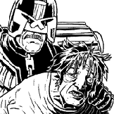 Judge Dredd, drawn by D'Israeli