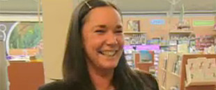 A woman laughing