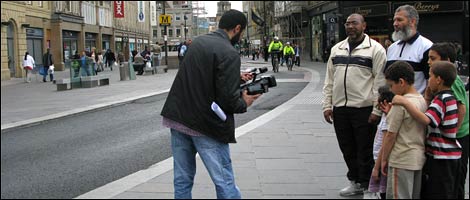 Yacine Helali filming his short film Down the Road