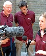 Pic: Volunteer broadcasters Dave, Tim and Rebecca. 